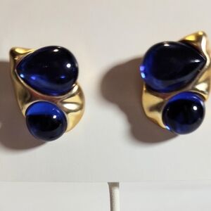 Elegant Gold and Titan Blue Earrings NWOT